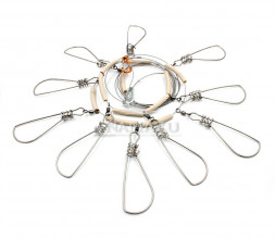 Кукан Namazu металлический трос 3,5 м, d-1,5 мм 10 карабинов на пружине уп. пакет