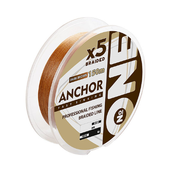 Тонущая плетеная леска IAM №ONE ANCHOR 5x 150m, диаметр 0,34 мм Тёмно-коричневый